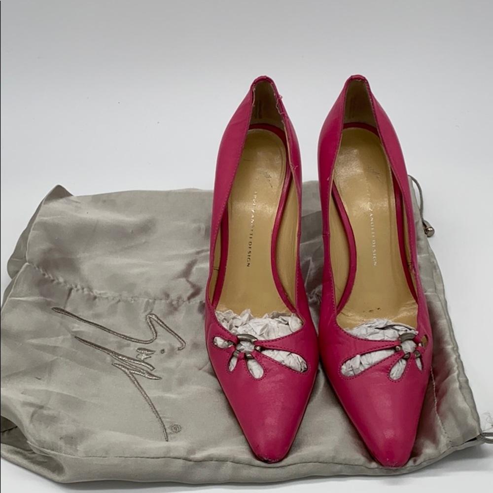 giuseppe zanotti pink leather pump size 38.5